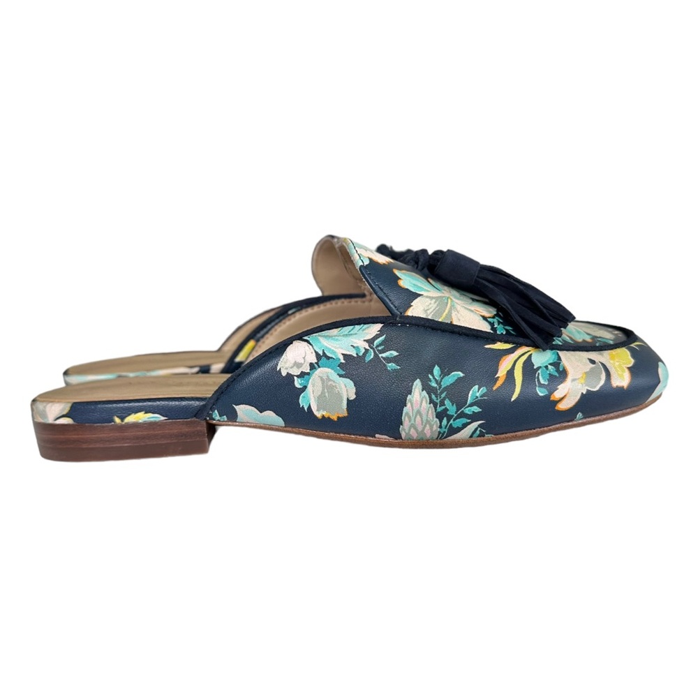 Ann Taylor Floral Leather Loafers Double Tassel Mules Low Heel Slides Size 5 - Picture 6 of 10